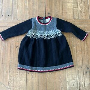 Hanna andersson fair isle snowflake knit holiday sweater dress